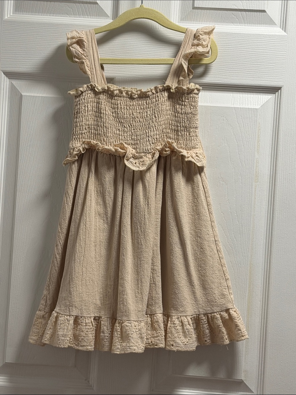 Girls' Cream Ruffle Summer Dress